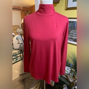 Chico’s Red Rayon Long-Sleeve Turtleneckck Shirt
